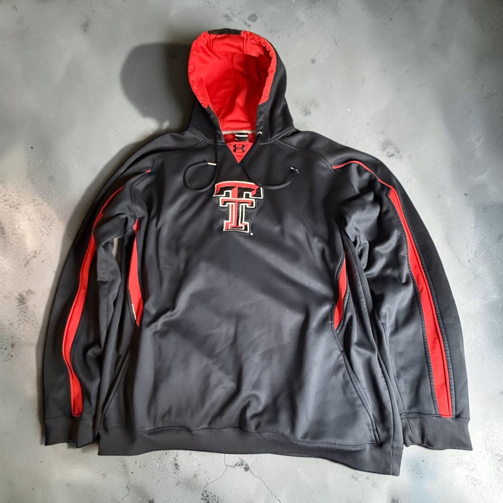 Under Armour Texas Tech Red Raiders Hoodie XXL Black Red Embroidered Pullover